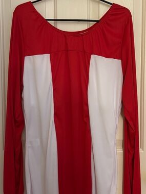 Praise Dance Attire. Women's Red and White Long-Sleeve Colorblock Top